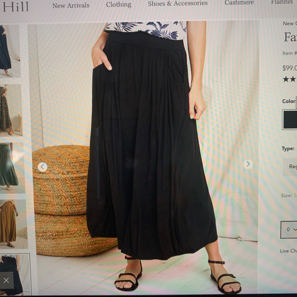 Garnet Hill Black Maxi Skirt with Pockets
